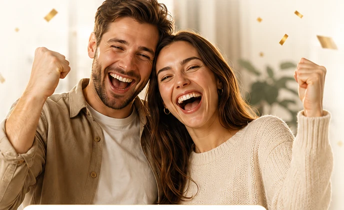 Un couple joyeux fête ensemble
