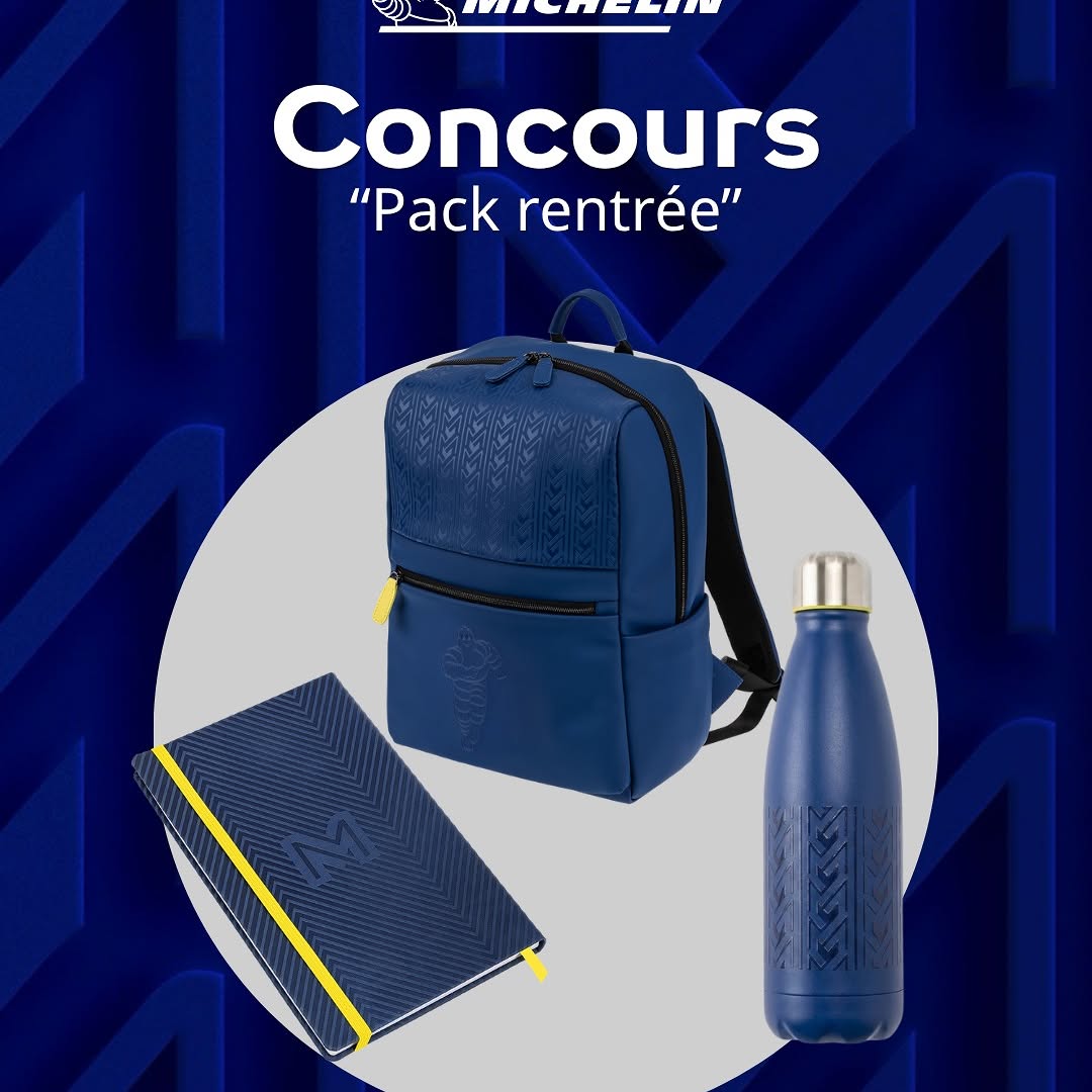 un (1) pack Michelin composé d'un sac à dos, une gourde et un carnet